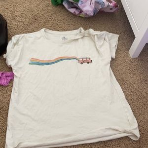 White tee from Tillys with a car on it